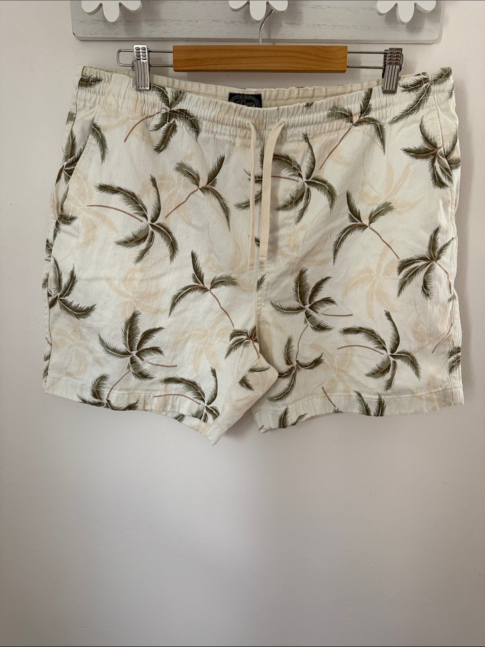 J.Crew 6" Dock Shorts Palm Tree Tropical Print Drawstring Men's XL